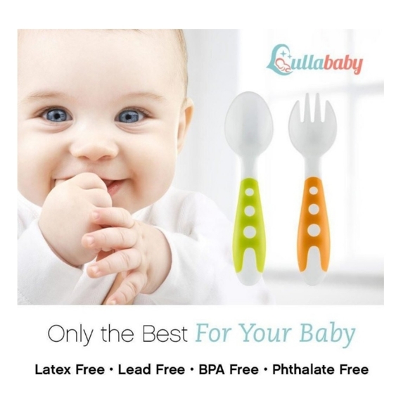 Baby Orange Green Mash & Serve Bowl Training Fork Spoon 5 Piece Feeding Set NEW - Picture 5 of 12